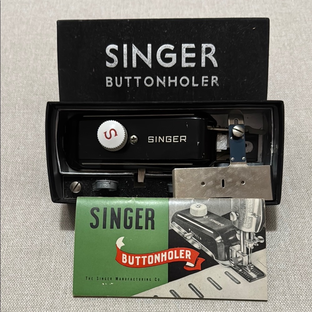 Vintage Singer Buttonholer-Orig Box with Instruction Book & all Pieces